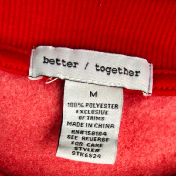 BETTER TOGETHER Red and White Striped Merry Sweatshirt Women’s Size M - Picture 6 of 6